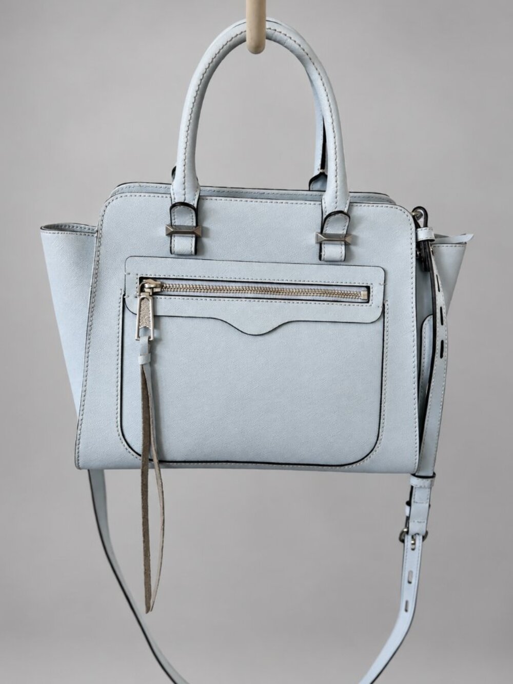 Rebecca Minkoff Mini Avery Leather Crossbody in Light Blue